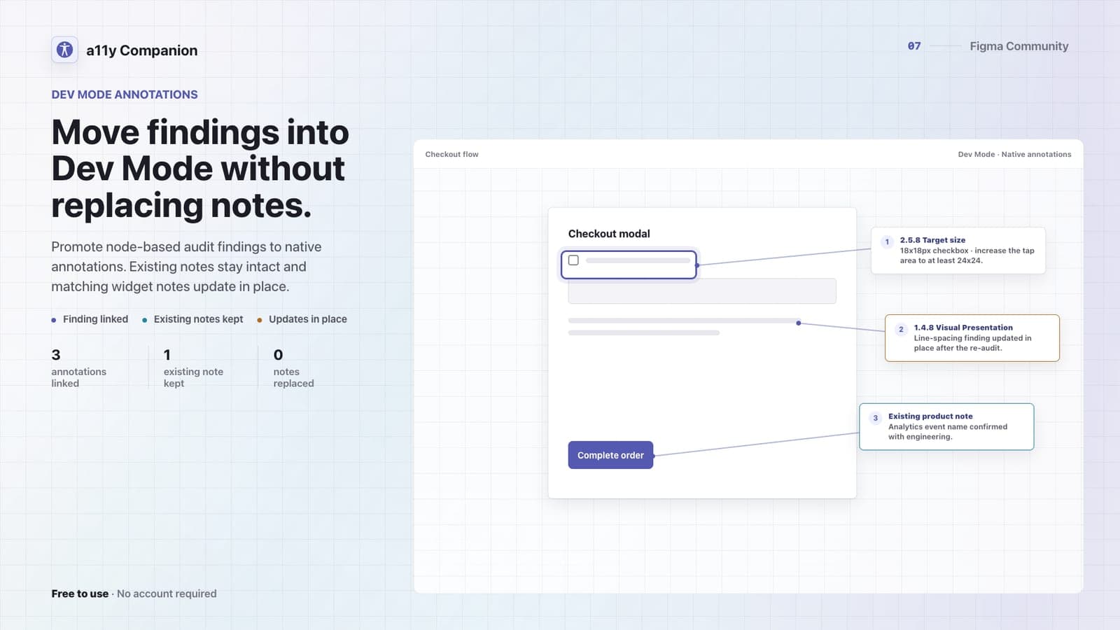 Audit findings promoted to native Dev Mode annotations